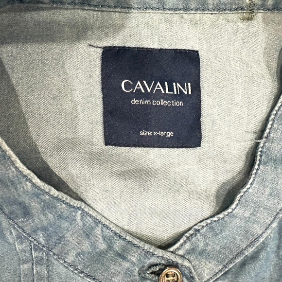 Cavalini Light Blue Button Down Shirt with Ruffles - Picture 5 of 5